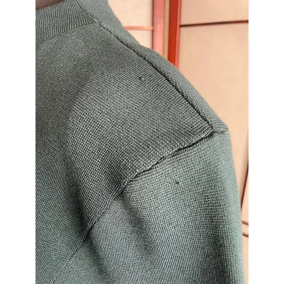 Express Dark Green Mock Neck Balloon Sleeve Knit Mini Sweater Dress Size Medium - Picture 9 of 9